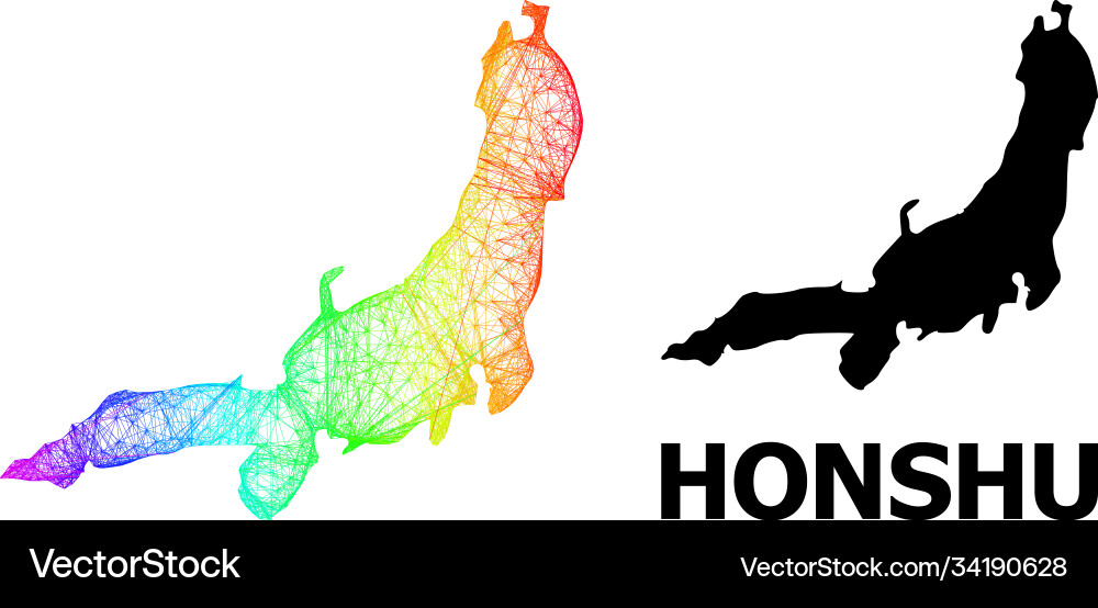 Net map honshu island with spectral gradient Vector Image