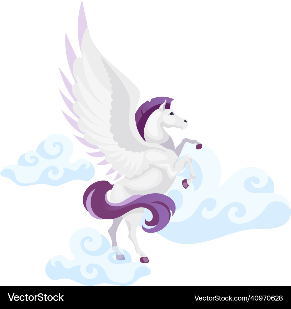Pegasus flat mythological creature fly in air – Royalty-Free Vector |  VectorStock