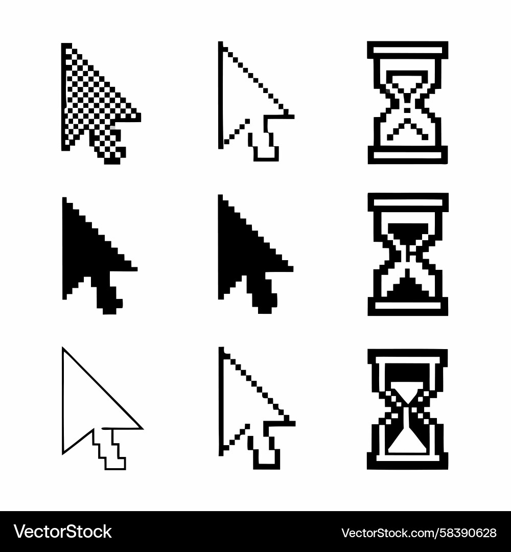 Pixelated Computer Cursors Vector Image