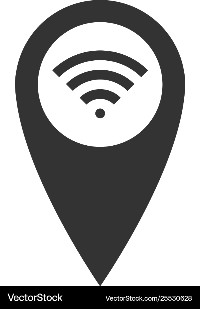 Pointer map with wifi internet signal connection Pointer map with wifi internet signal connection vector image