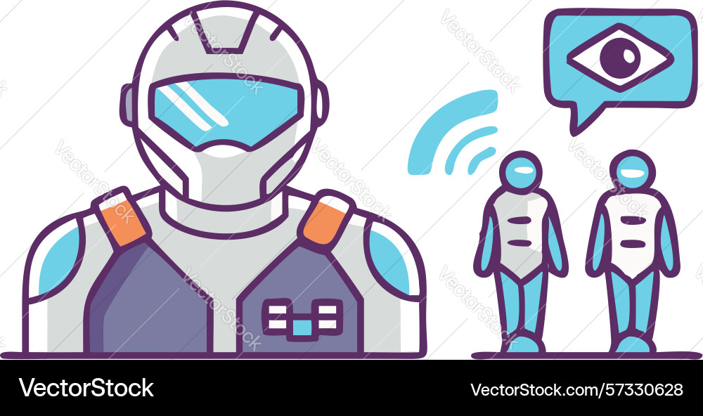 Robotic intelligence cyborg with data interface vector image