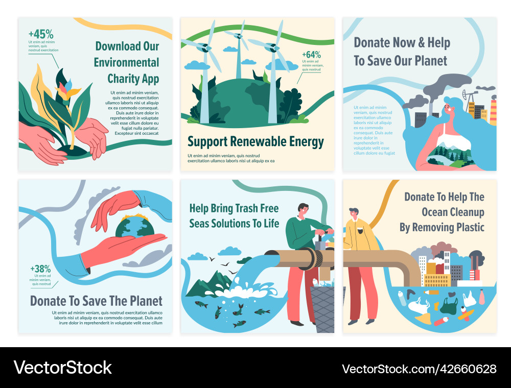 Save planet concept at online network web page set Vector Image