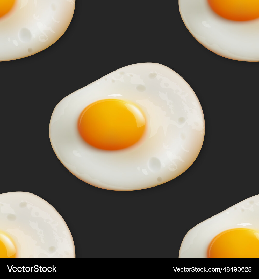 Seamless pattern with realistic fried egg Vector Image
