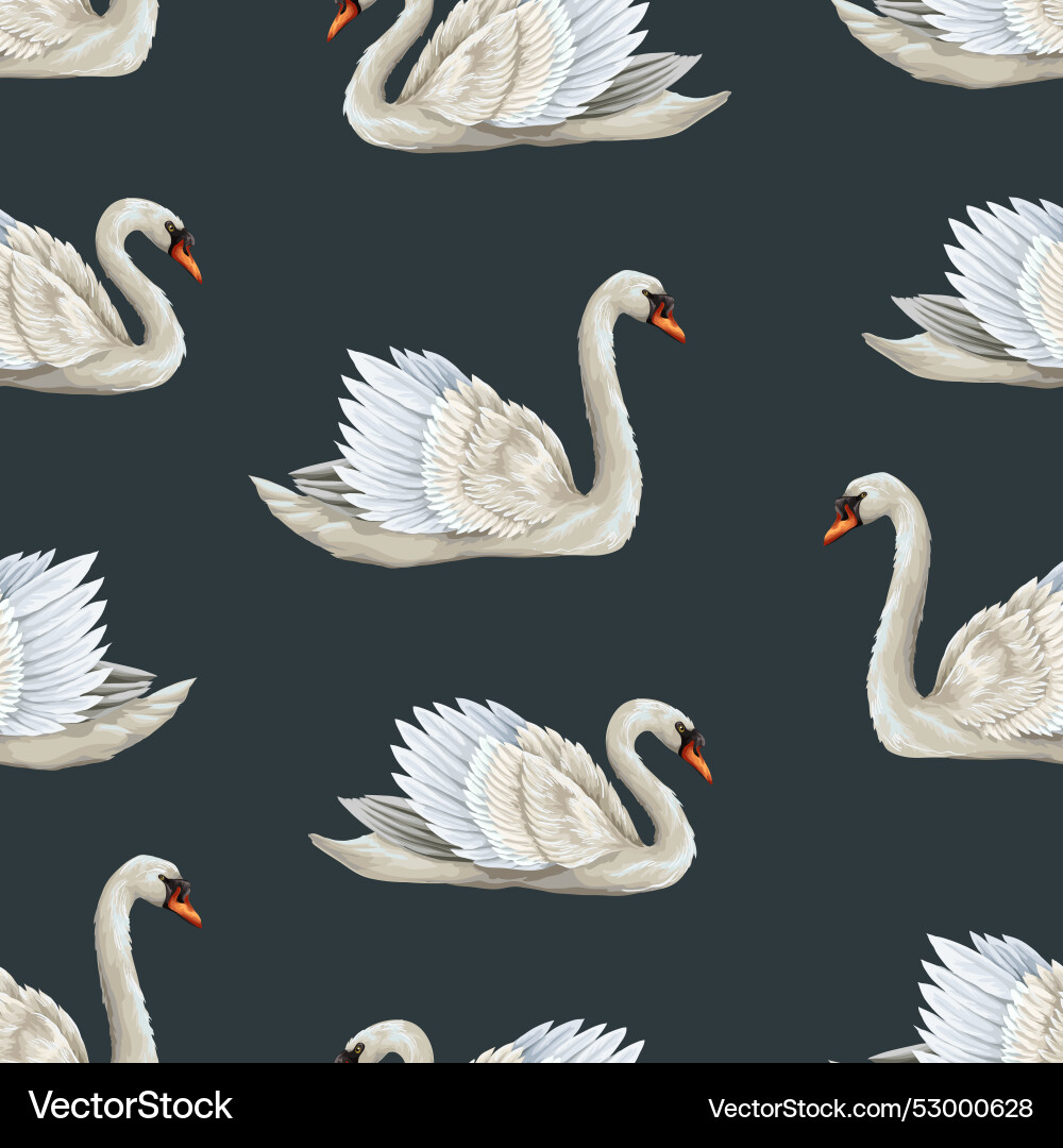 Seamless pattern with white swan Seamless pattern with white swan vector image