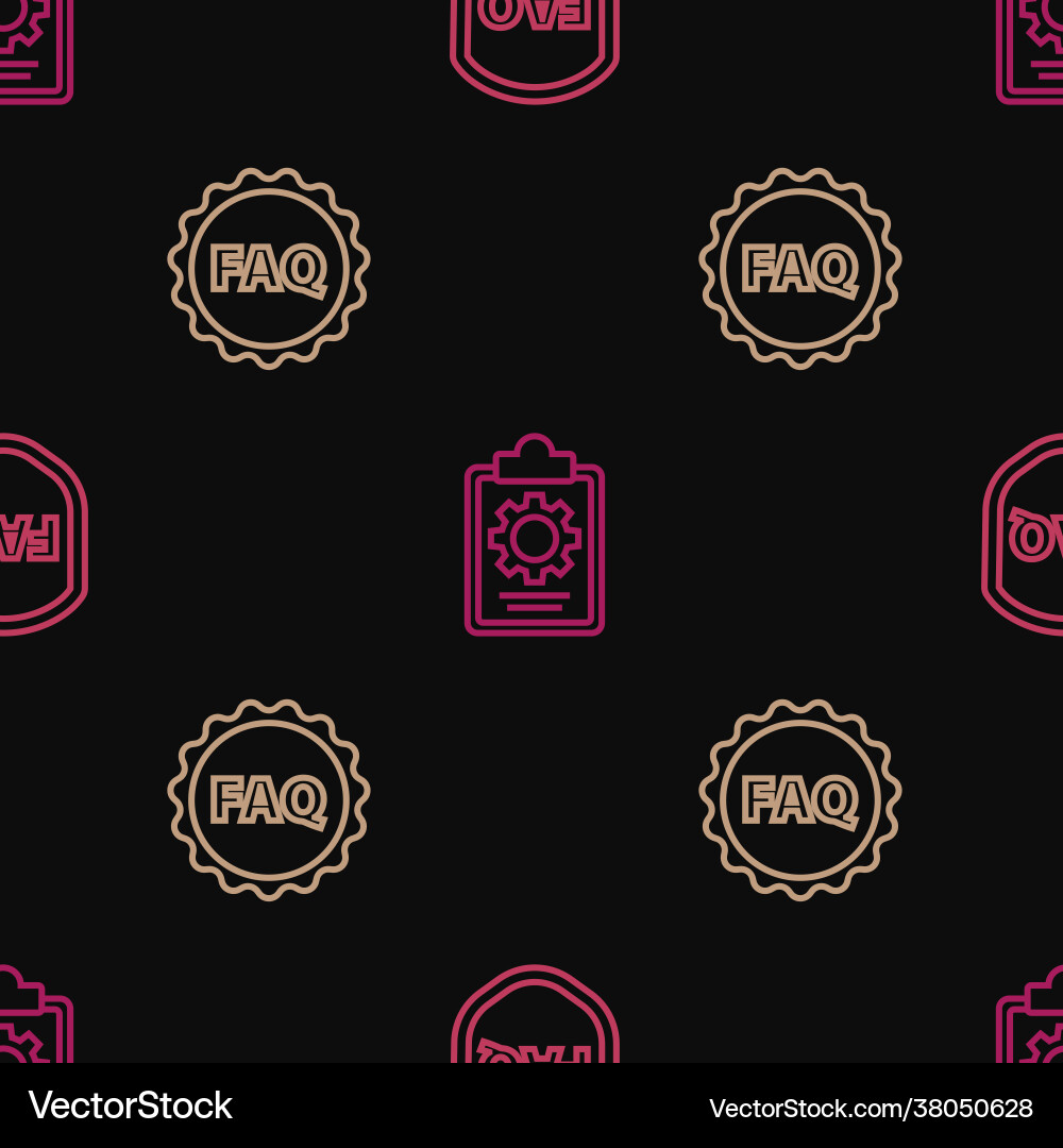 Set line shield with text faq label and checklist Set line shield with text faq label and checklist vector image
