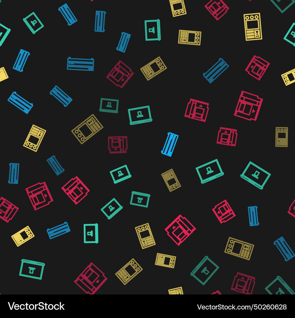 Set line video game console laptop create account Set line video game console laptop create account vector image