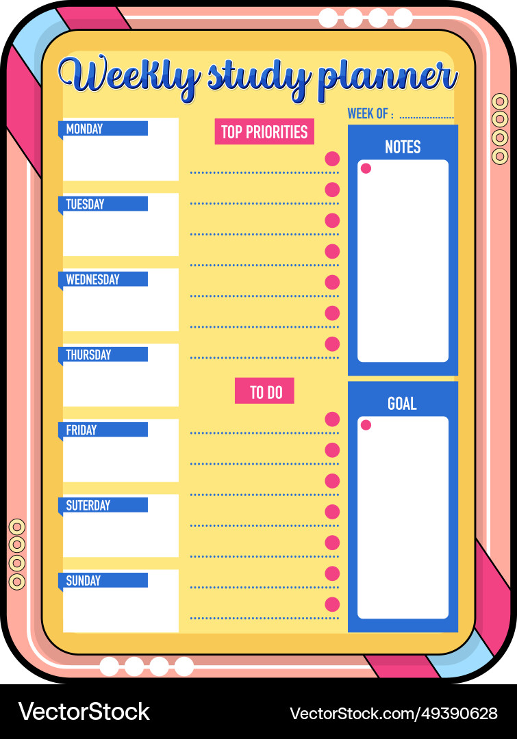 Student lesson plan and to-do list template Vector Image