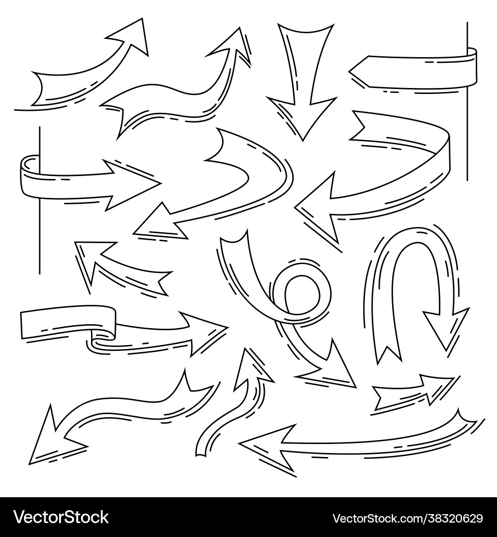 A set arrows and pointers drawn on white A set arrows and pointers drawn on white vector image