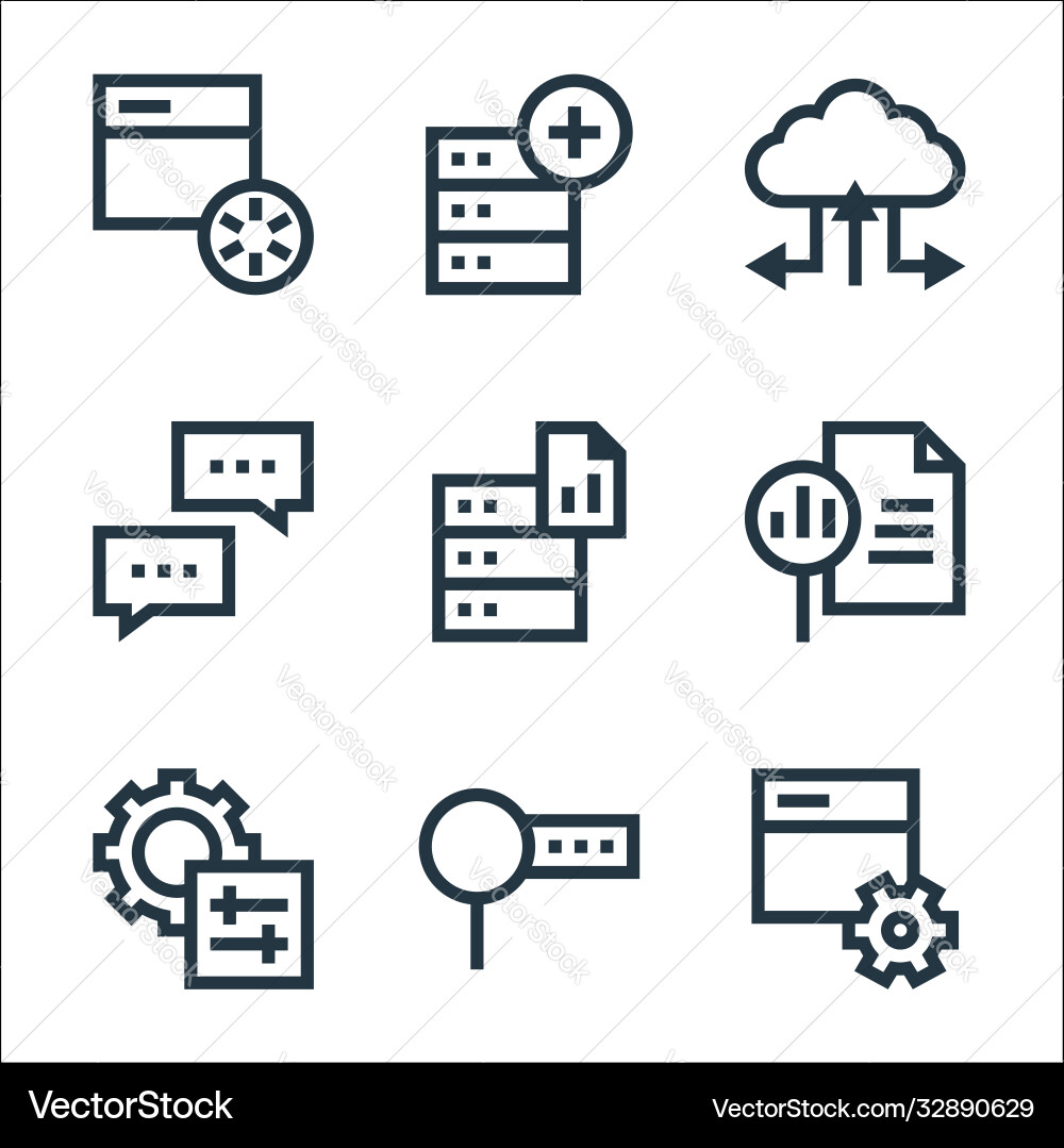 Big data line icons linear set quality Big data line icons linear set quality Vector Image
