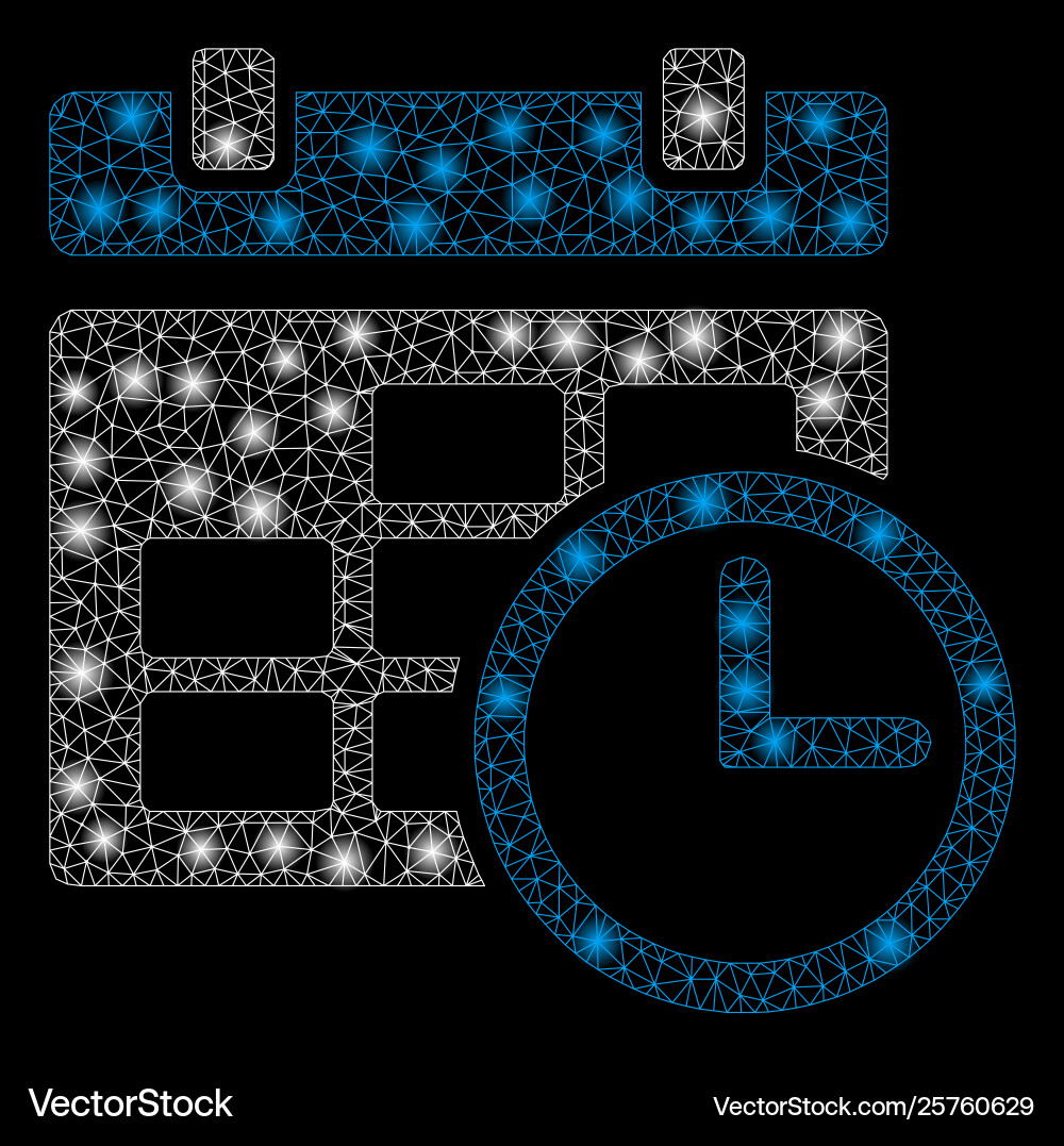 Bright mesh network date and time with flare spots Vector Image