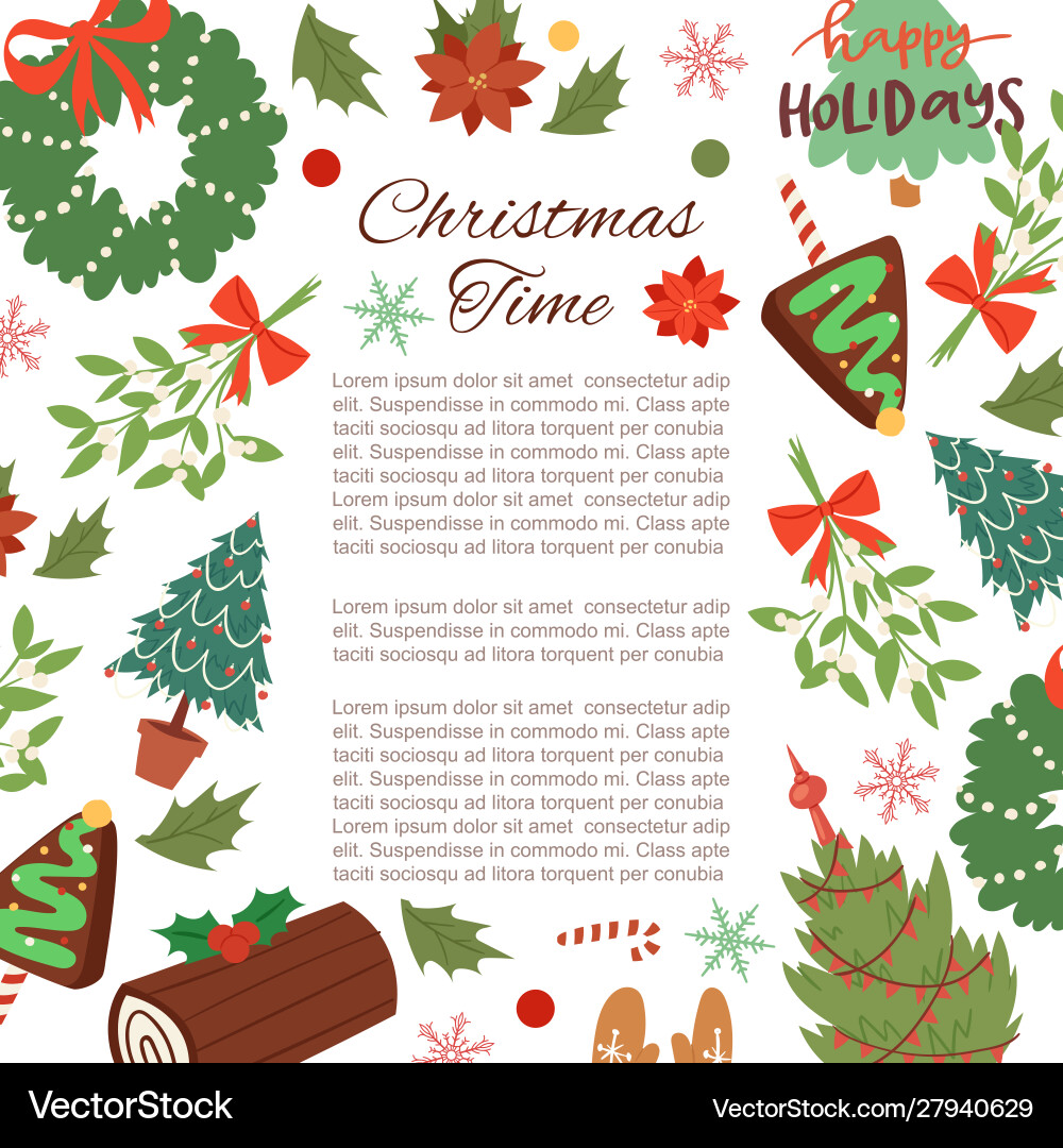 Christmas Wreath & Berry Frame Vector Image