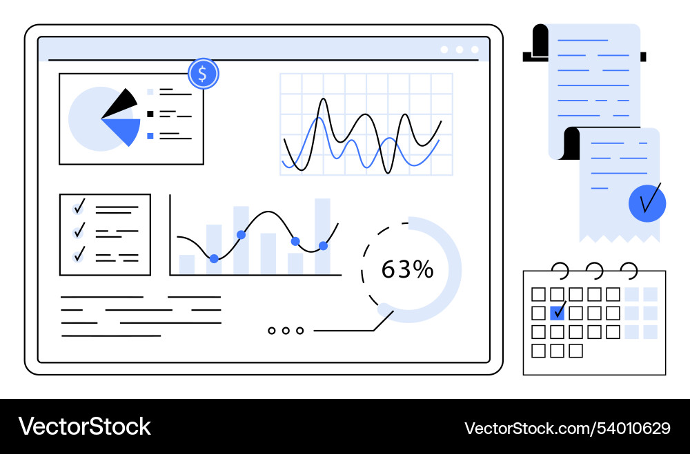 Dashboard interface with graphs charts Vector Image