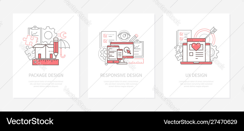 Design types - line style icons set Design types - line style icons set vector image