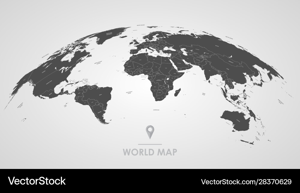 Detailed global world map with borders and names Detailed global world map with borders and names vector image