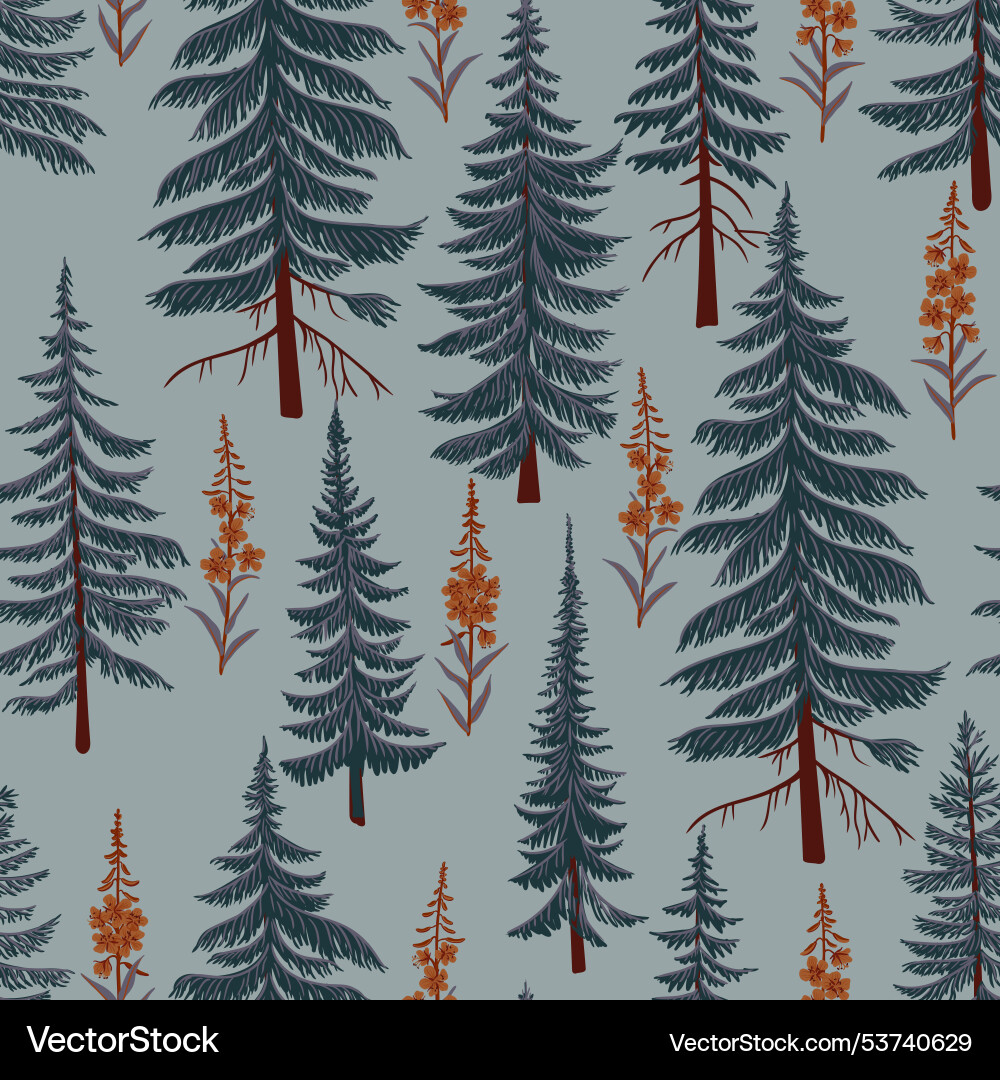 Drawing seamless pattern with fir trees Drawing seamless pattern with fir trees vector image