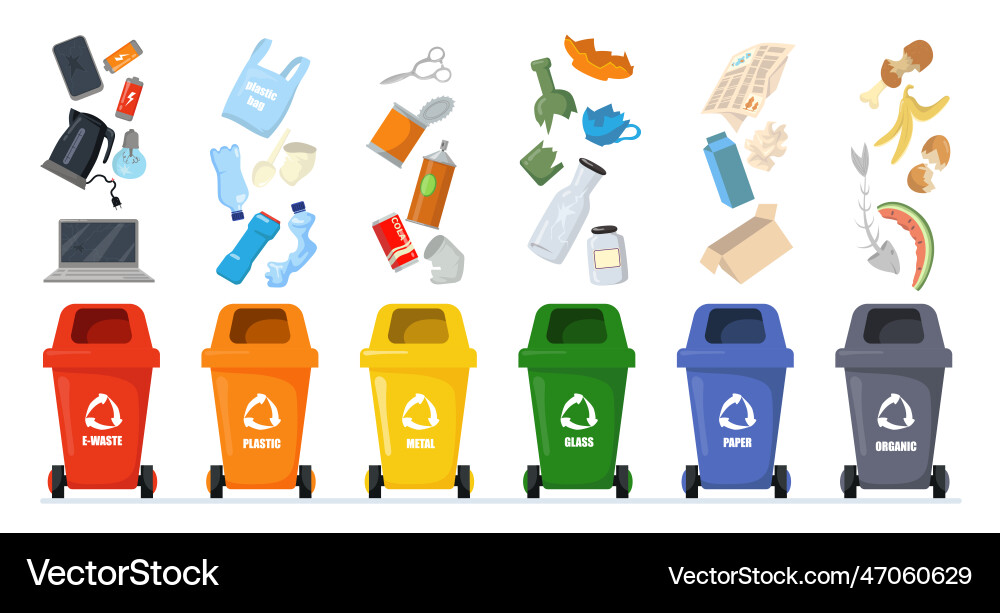 Garbage sorting set Garbage sorting set vector image