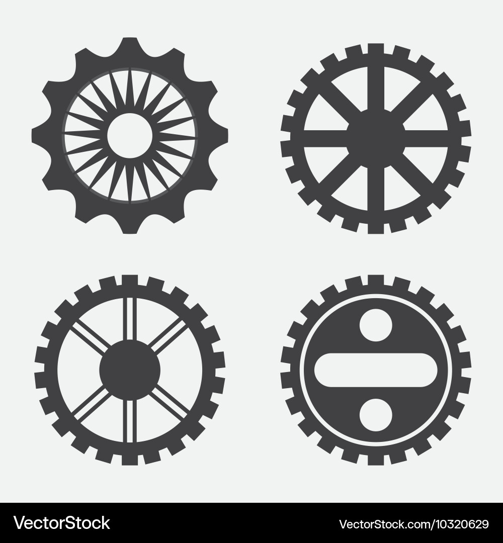 Gear cog machine part set design vector image