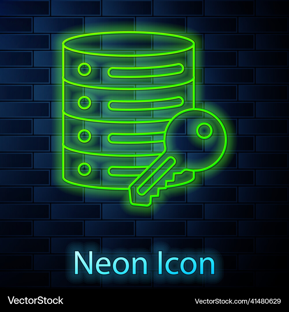 Glowing neon line server security with key icon Glowing neon line server security with key icon vector image