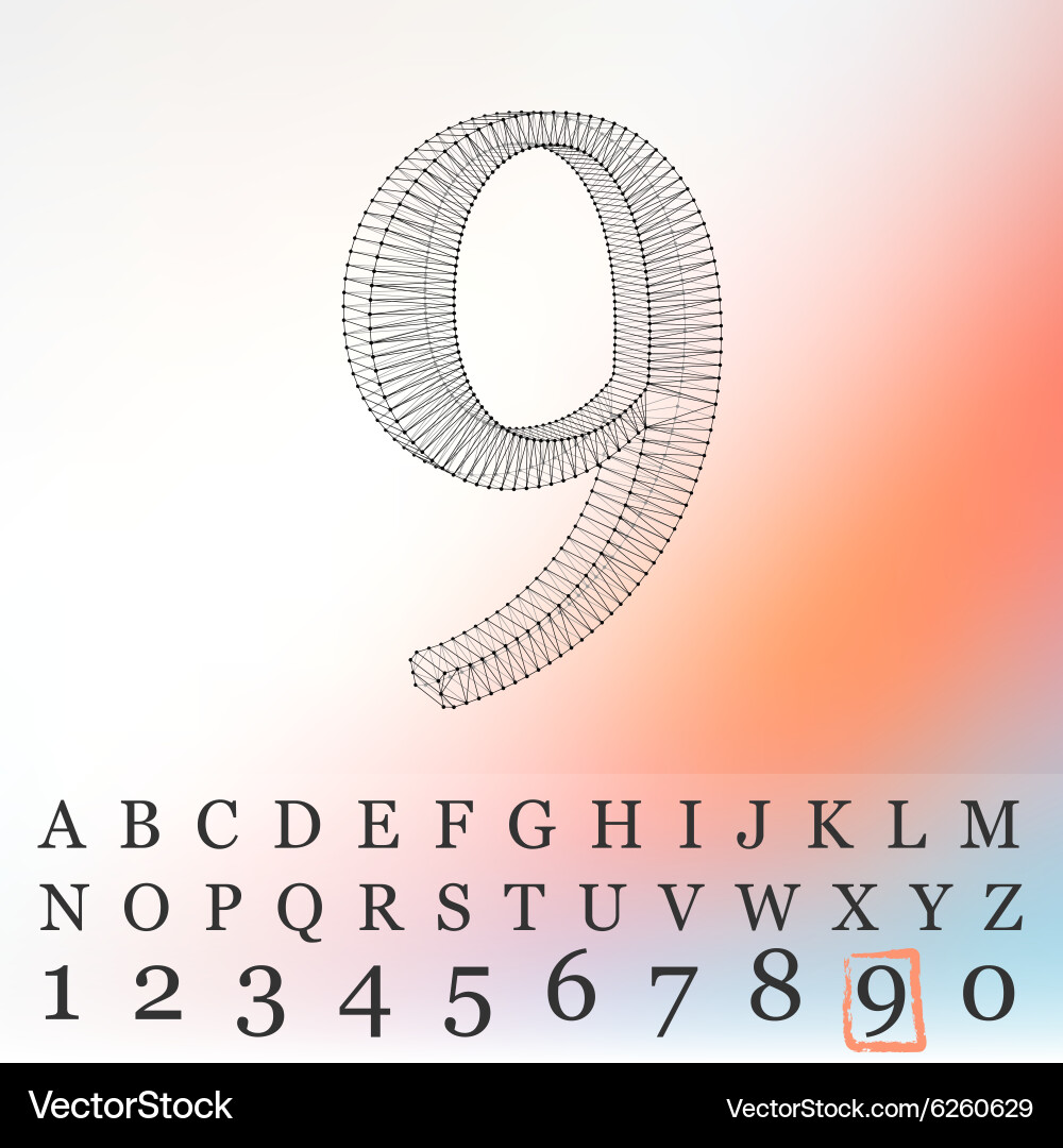 Low poly numbers font polygon number vector image