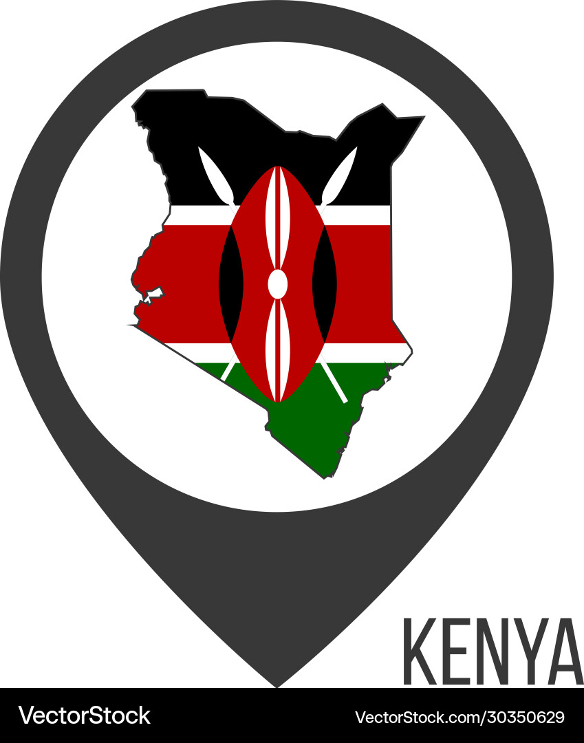 Map pointers with contry kenya flag stock Map pointers with contry kenya flag stock vector image