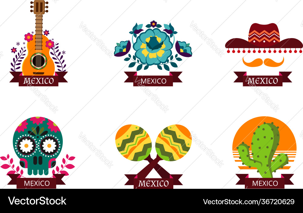 Mexico logo set mexican emblems or sticker Mexico logo set mexican emblems or sticker vector image