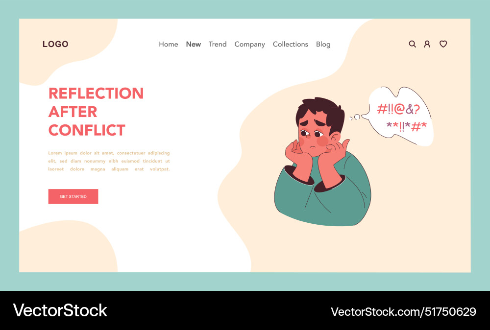 Reflection after conflict concept flat Reflection after conflict concept flat vector image