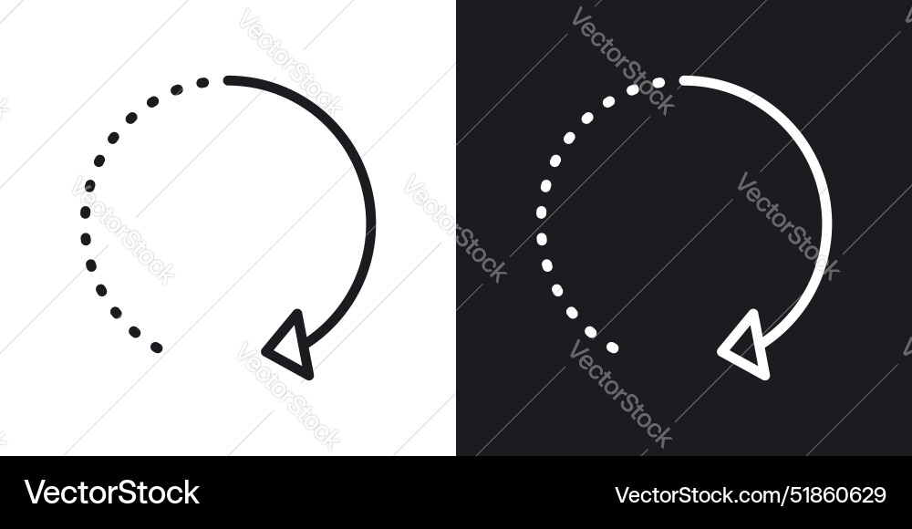 Rotate right liner and solid icon set in black Rotate right liner and solid icon set in black vector image