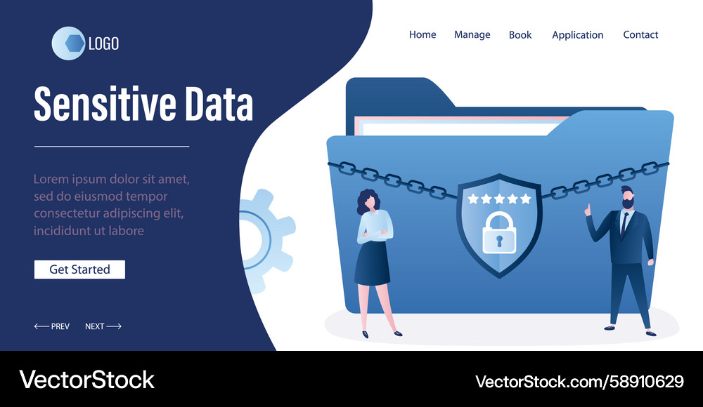 Sensitive Data Security Landing Page Vector Image