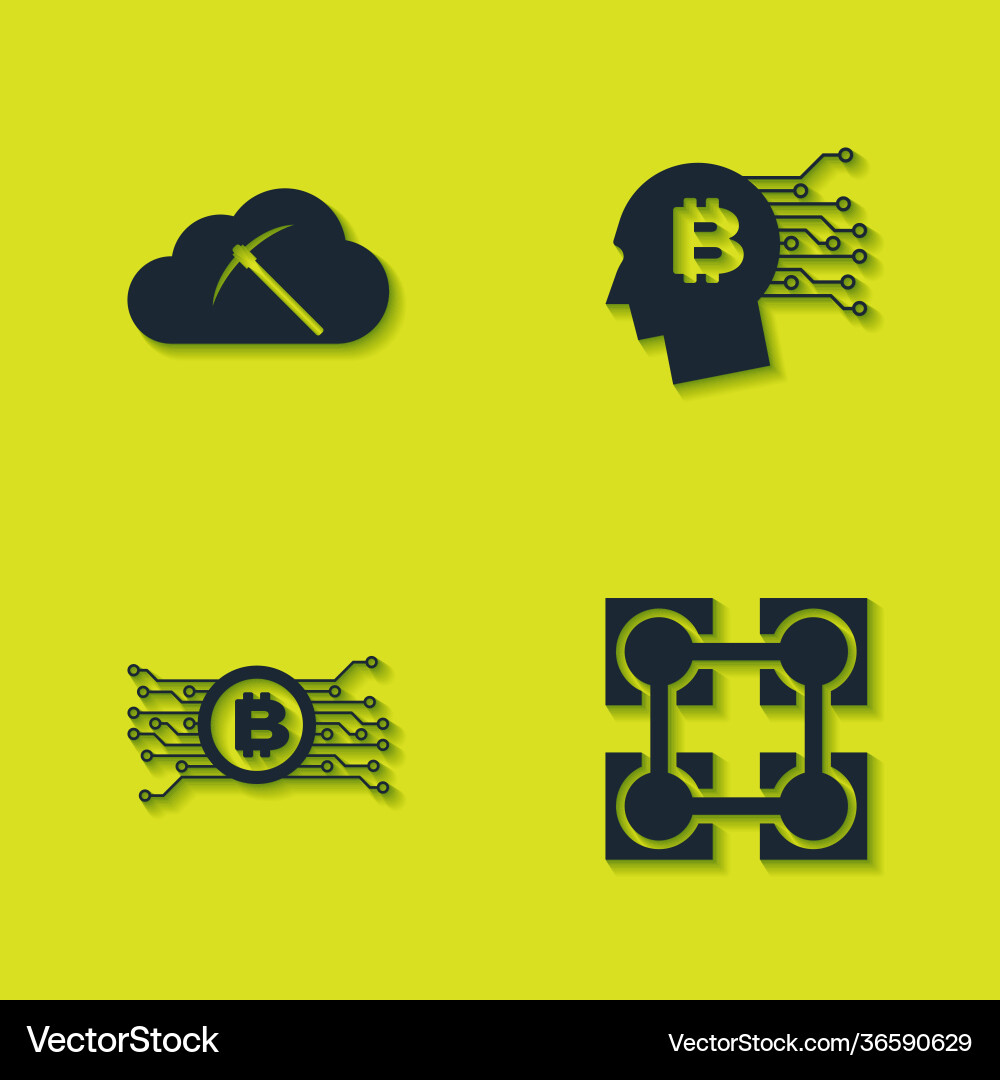 Set cryptocurrency cloud mining blockchain Set cryptocurrency cloud mining blockchain vector image