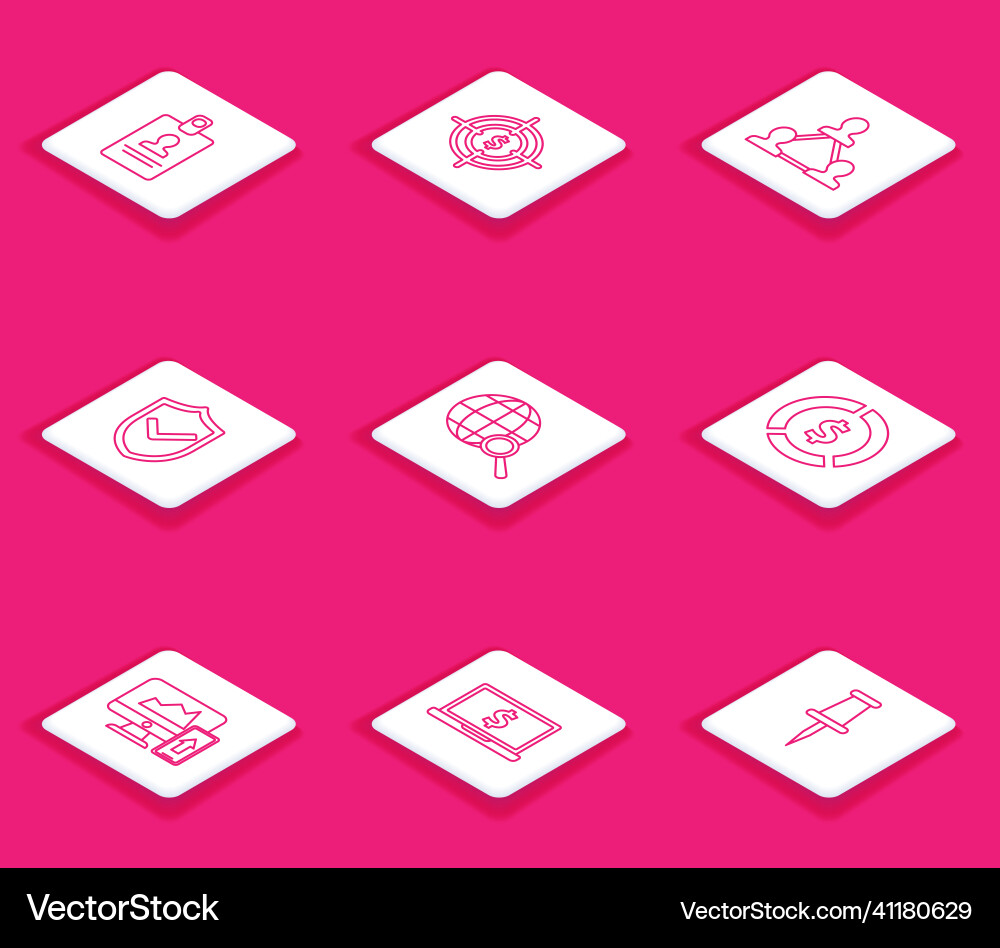 Set line identification badge project team base Vector Image