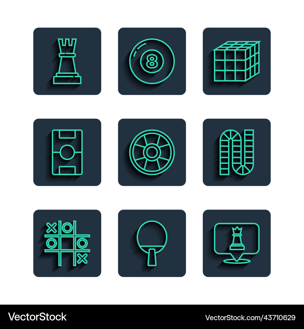 Set line tic tac toe game racket chess rubik Vector Image