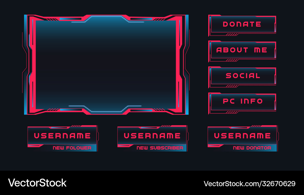 Streaming interface windows red frames Streaming interface windows red frames vector image