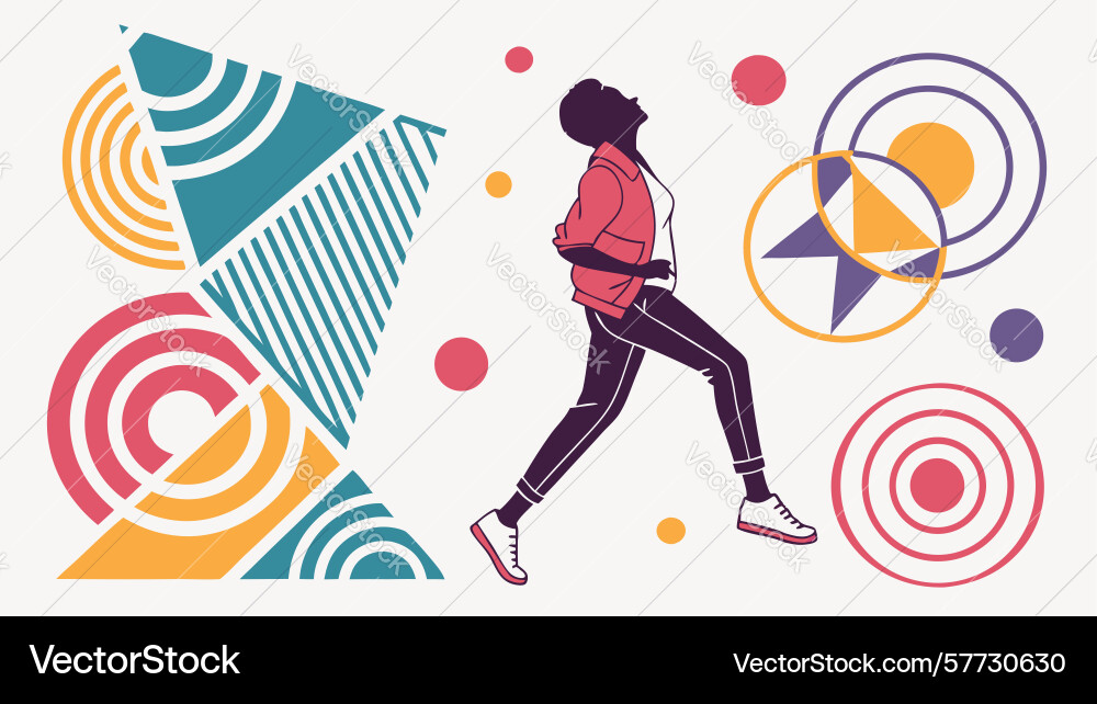 Abstract walker with geometric shapes and lines Vector Image