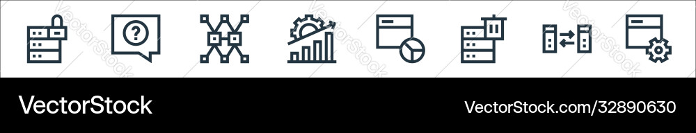 Big data line icons linear set quality Big data line icons linear set quality Vector Image