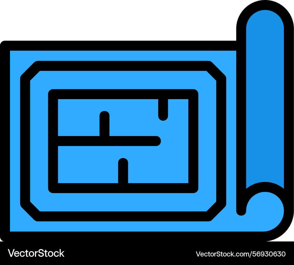 Blueprint line filled style icon design Vector Image