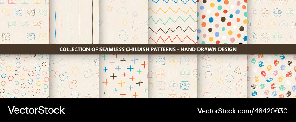 Collection of seamless colorful patterns Collection of seamless colorful patterns Vector Image