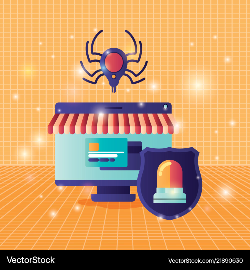 Cyber security with computer vector image