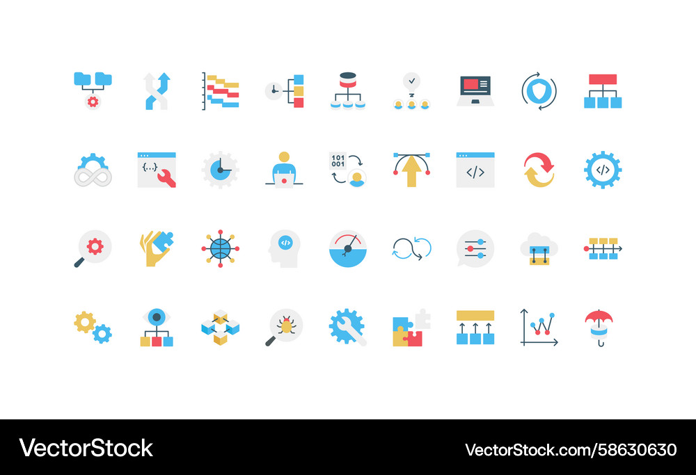 Devops simple flat icons for workflow concepts Vector Image