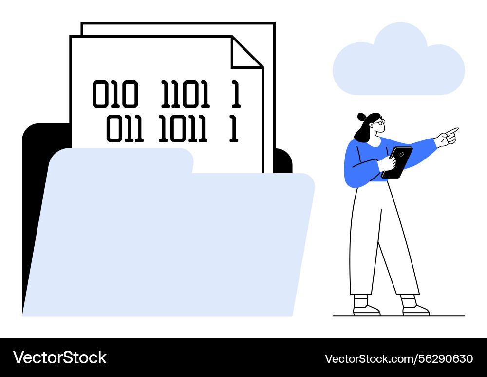 Digital data storage and organization with cloud Digital data storage and organization with cloud vector image