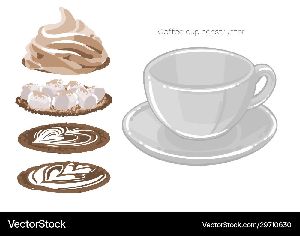 Empty round cup and different versions fillings Vector Image