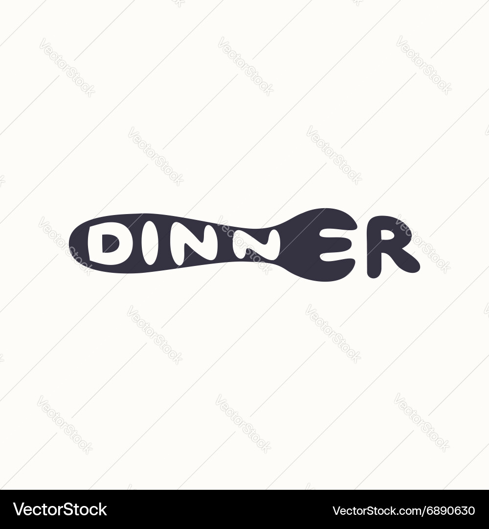Logo text dinner in the sign of fork Vector Image