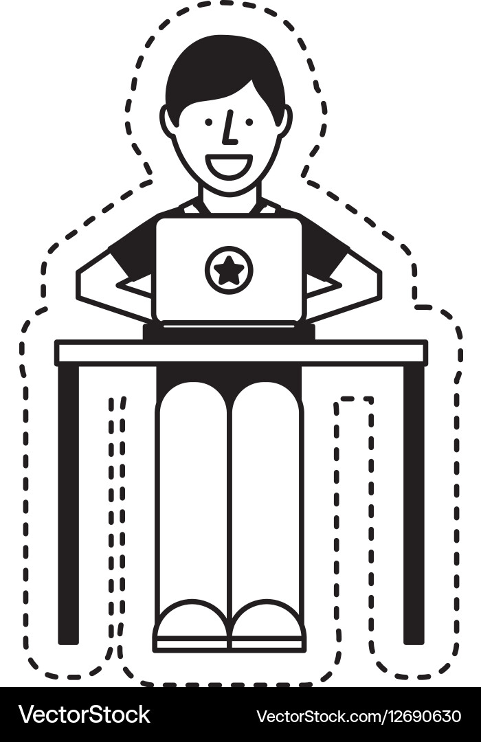 Person using computer icon Vector Image