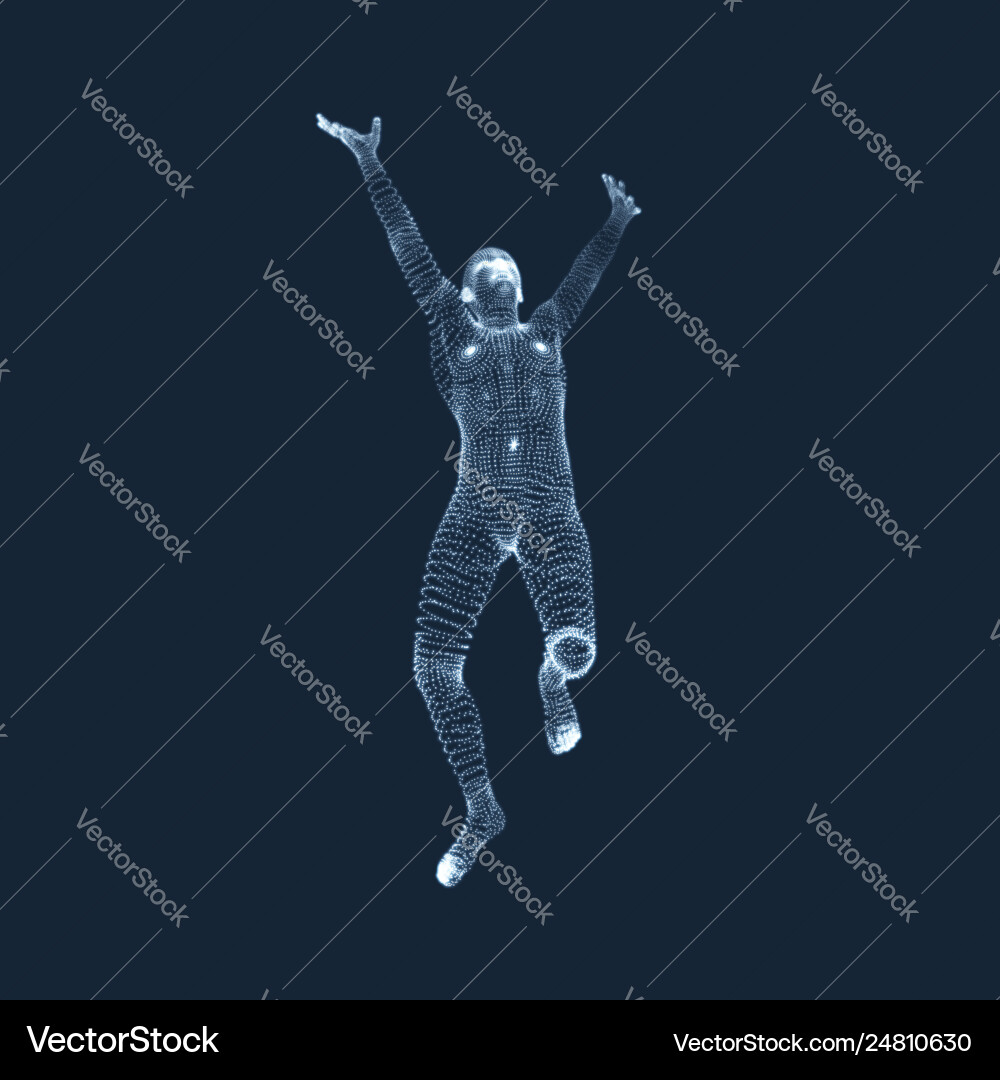Running man graphics composed particles 3d Running man graphics composed particles 3d Vector Image