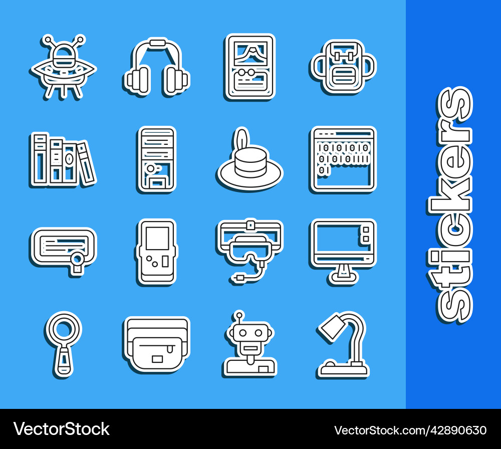 Set line table lamp computer monitor screen Vector Image