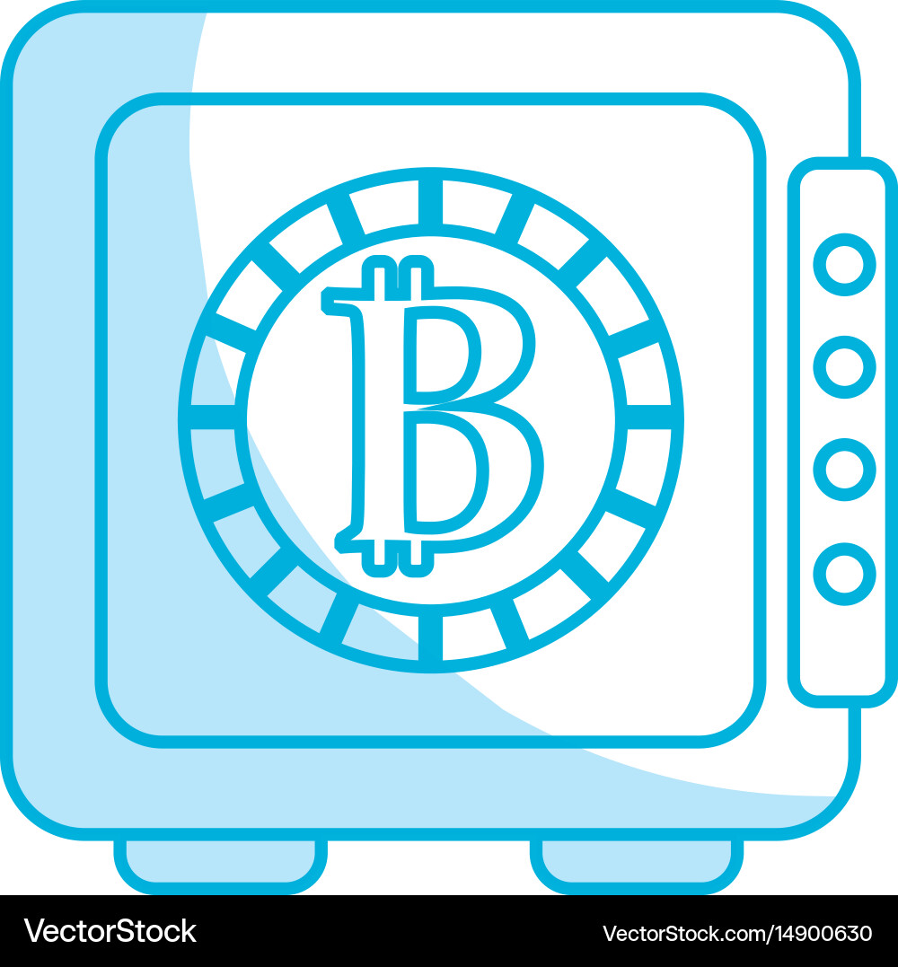 Silhouette strongbox open with bitcoin currency vector image