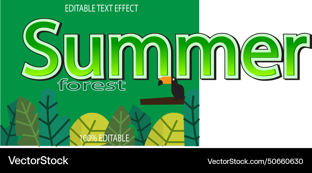 Summer forest editable text effect 3d emboss Summer forest editable text effect 3d emboss vector image
