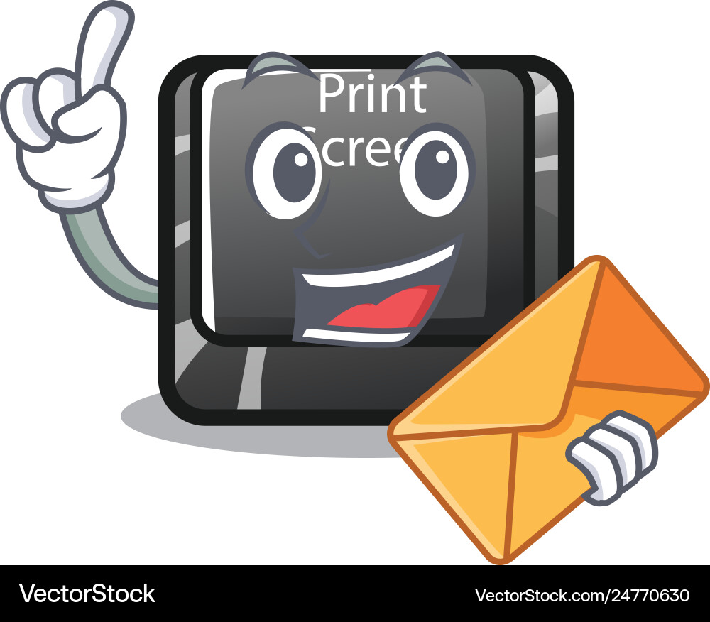 With envelope button print screen in shape mascot Vector Image