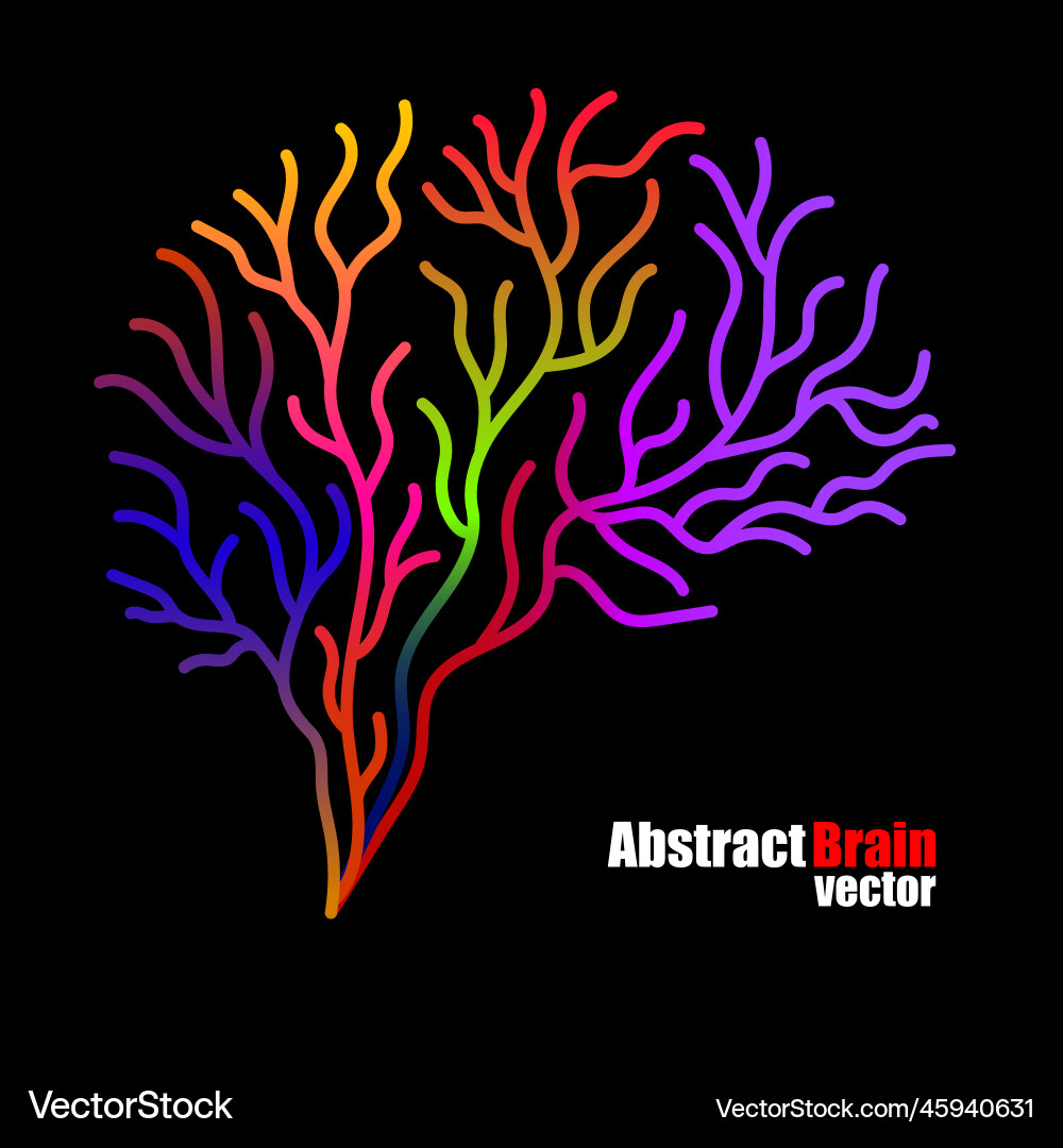 Abstract colorful brain with lines futuristic vector image