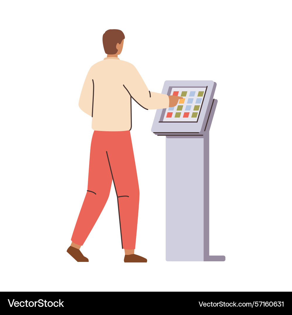 Client in bank using self service software Vector Image