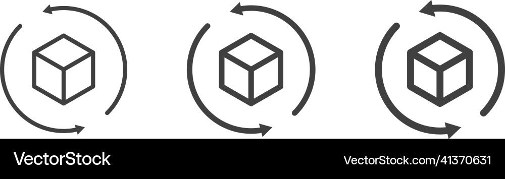 Cube icon with rotate arrow augmented reality Cube icon with rotate arrow augmented reality Vector Image